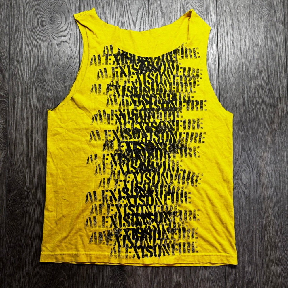 Alexisonfire Band Tank Top Medium Yellow Heart Skull Sleeveless Shirt Mens